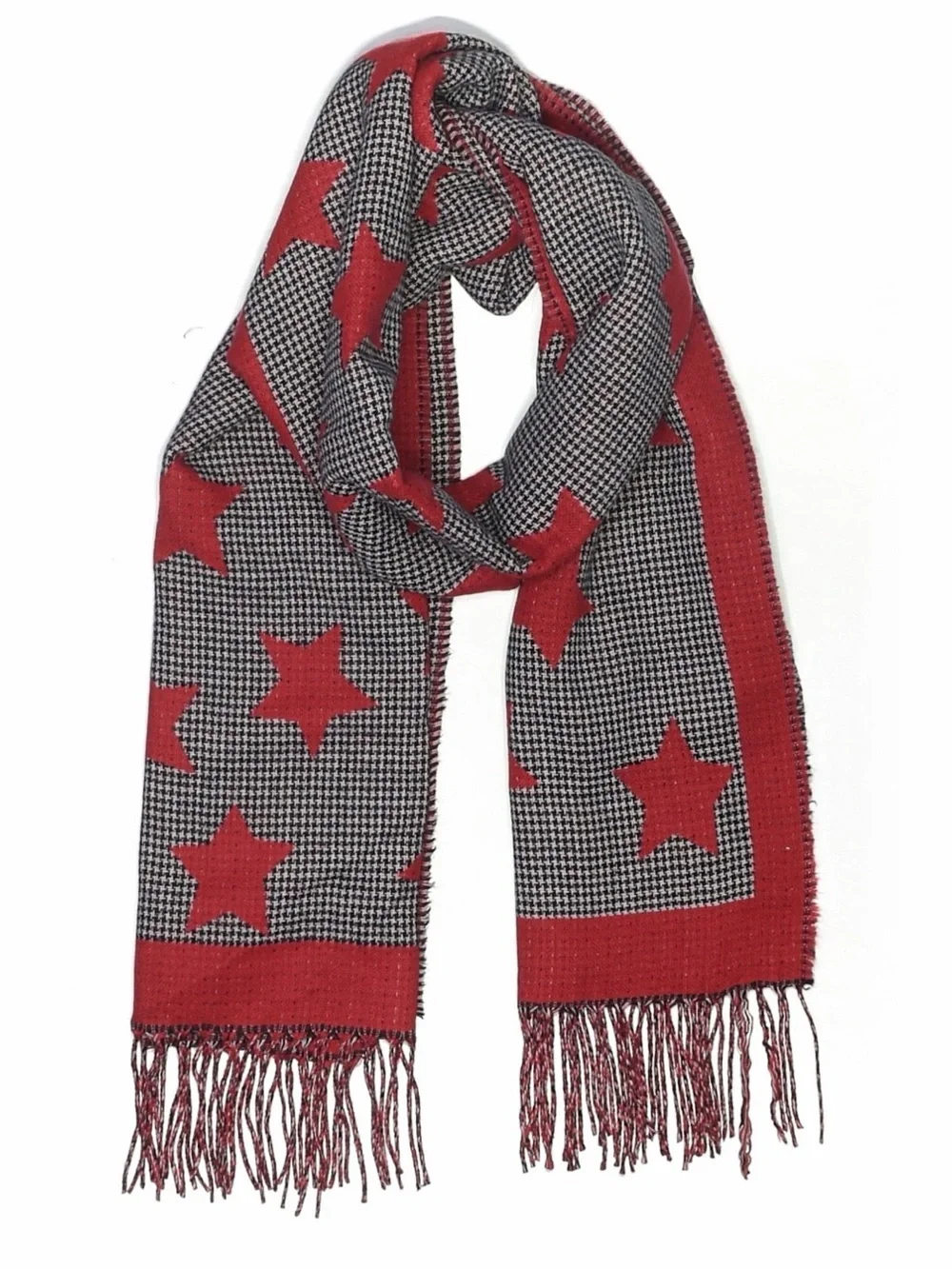 Cabi red star houndstooth, scarf!  Red and Black! Like new!